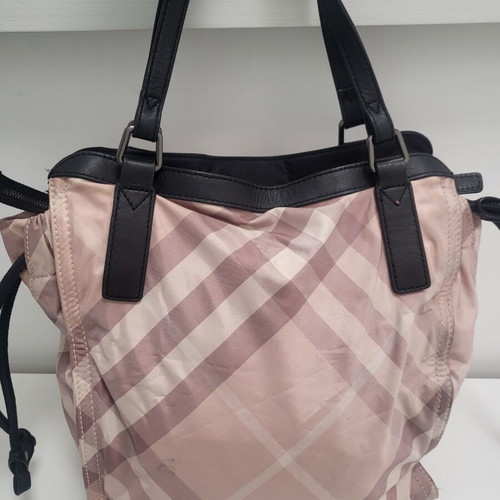 Burberry tote bag like new, pink nylon and leather