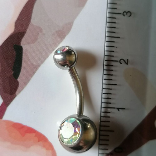 Navel piercing new surgical steel with iridescent zircon