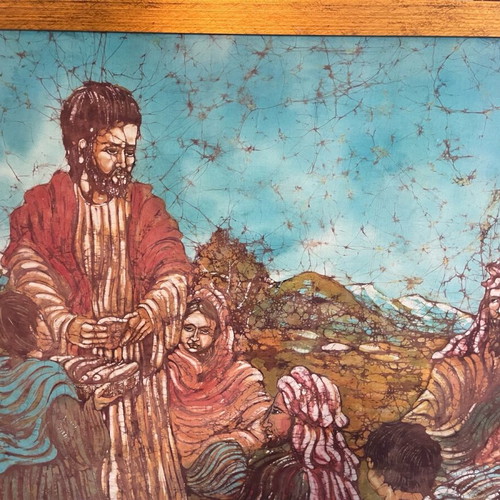 Painting with batik technique used, biblical scene 151x98