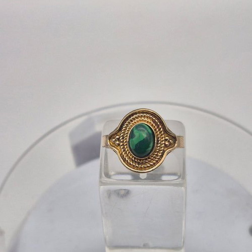 Malachite Brass Adjustable Ring