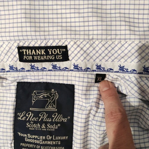 Scotch & Soda shirt for cufflinks like new, blue and white checkered