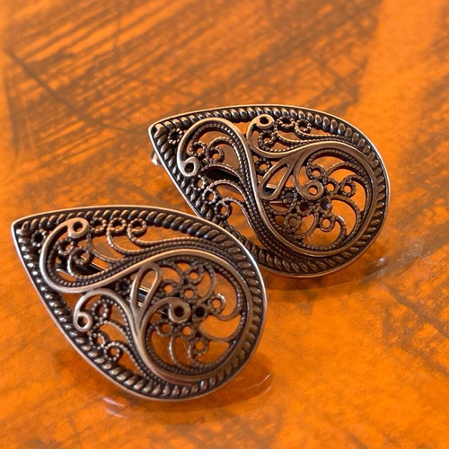 Silver Russian Filigree Earrings 925 stamped new