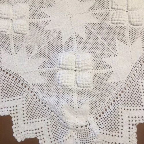 Handmade Crochet White Blanket 1.80x2.20 m, New