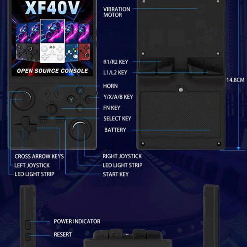 XF40V Retro Handheld Game Console Linux 4.0'' IPS Screen New
