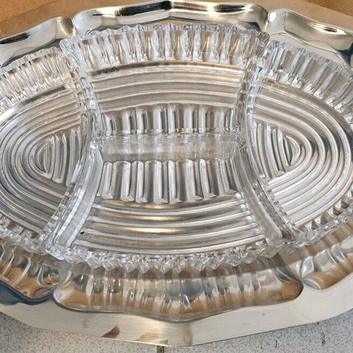 Serving tray for nuts like new with 4 glass compartments