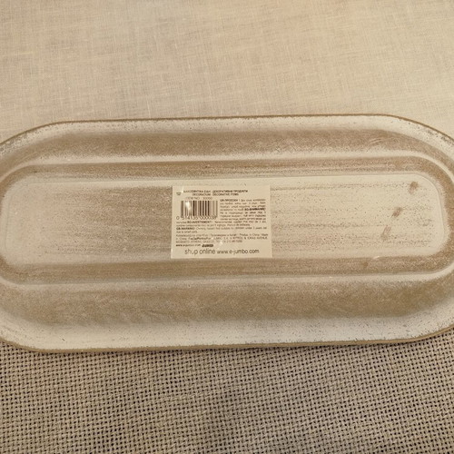 Decorative Wooden Oval Platter with Dots White Gold Brushed 35x15cm new