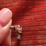 Gold-plated stud earrings with transparent zircon stones, like new