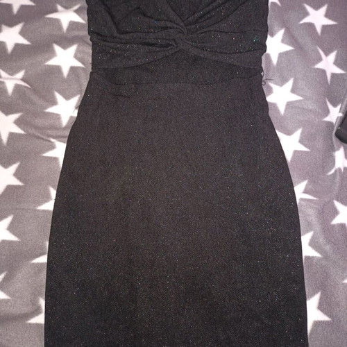 Mini strapless dress in slim fit with gold glitter effect like new, black