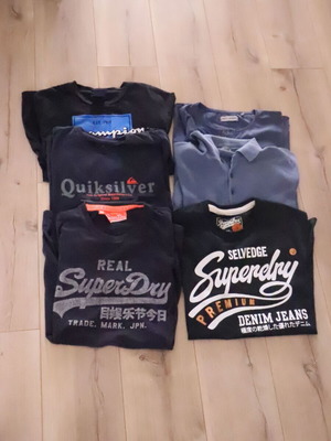 Σετ 6 επώνυμες ανδρικές μπλούζες Medium – Superdry, Quiksilver, Champion, Dirty Laundry, Polo