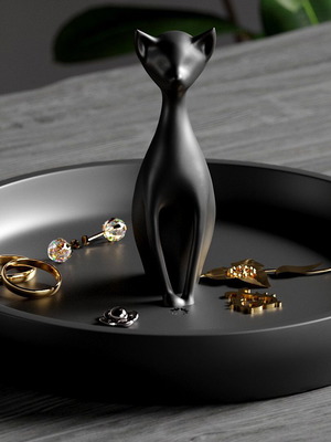 Black Cat Minimal θήκη δαχτυλιδιών και δίσκος κοσμημάτων πολύχρωμο