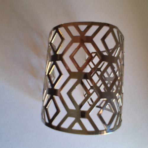Futuristic Armor Bracelet new, silver tone geometric cuff