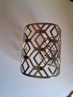 Futuristic Armor Bracelet new, silver tone geometric cuff