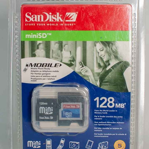 Sandisk mini SD 128MB new memory card with adapter