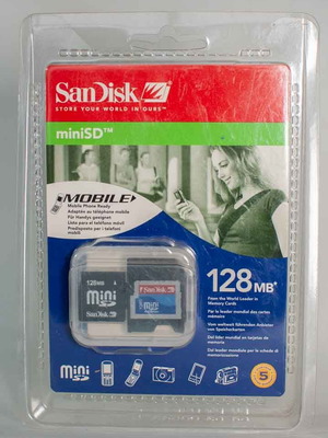 Sandisk mini SD 128MB new memory card with adapter
