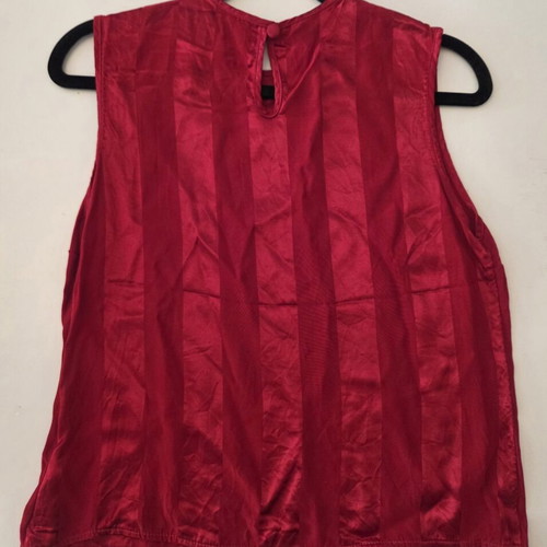 Vintage St Michael red striped sleeveless shell blouse like new