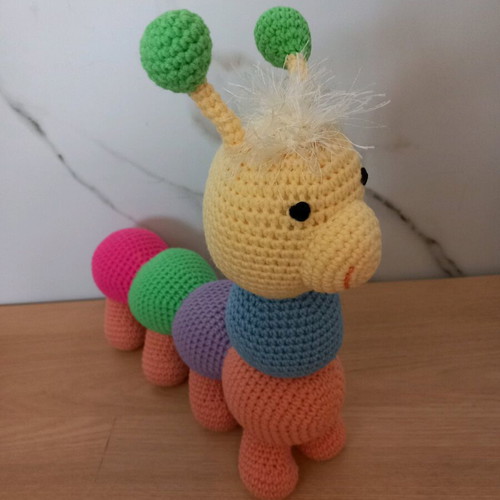 Handmade knitted caterpillar doll 27 cm new