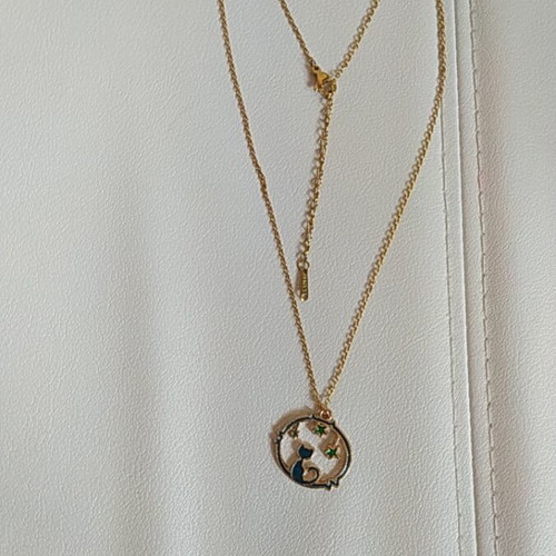 Cat pendant on stainless steel chain new, length 40(+5) cm