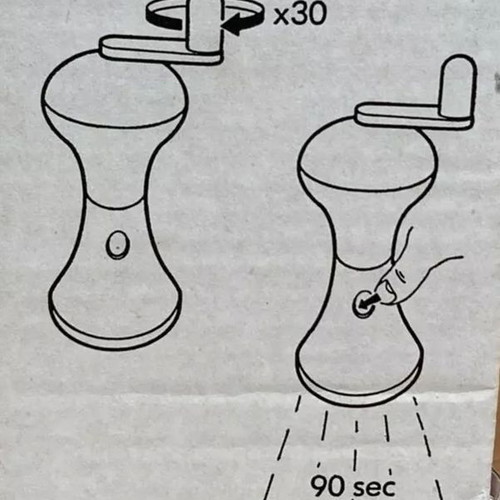 Ikea Ljusa hand driven torch used, red with LED