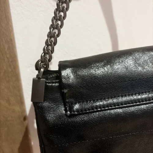 Zara black rock shoulder bag with chain strap like new