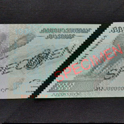 SPECIMEN. CONGO 100 FRANCS.