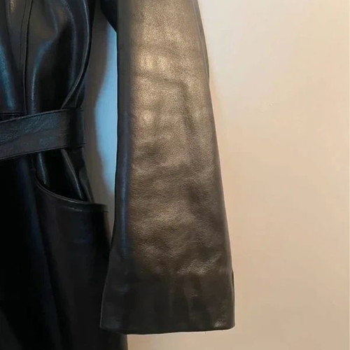 BSB black leather coat size L, slim fit