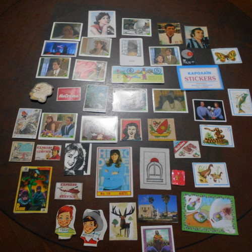 Collectible stickers used, over 40 pieces from various companies