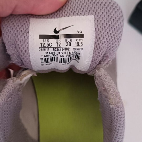 Nike athletic shoes size 30, white and grey