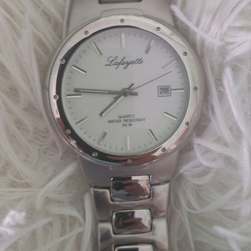 Lafayette men's steel watch new, water resistant 5atm, silver dial