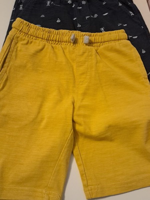 Mothercare boys' shorts pack of 2 like new, blue and yellow, size 110 cm