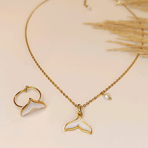 Fish tail set new, stainless steel chain and adjustable ring