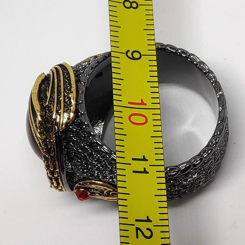 Blood Dragon's Eye Gothic men's ring, bronze with red stone and dragon relief