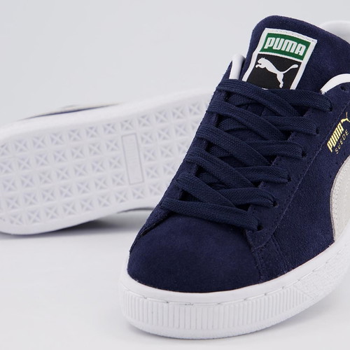 Puma men's sneakers in natural suede, size 41, navy and beige