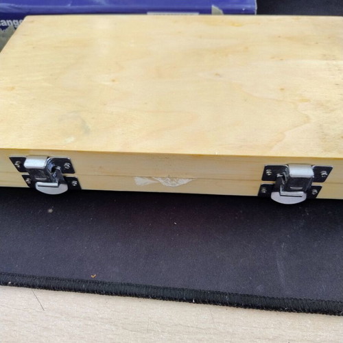 Drill bit set in wooden case like new