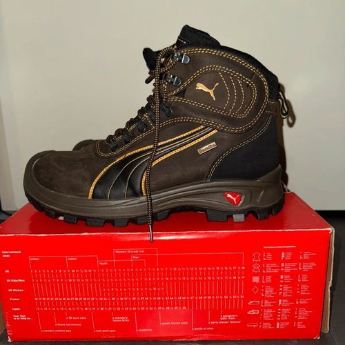 Puma Sierra Nevada Mid S3 work boots, size 44, brown and black