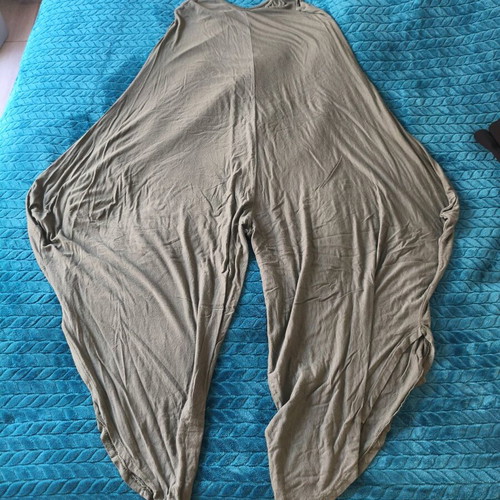 One-piece harem jumpsuit used, olive color, size L