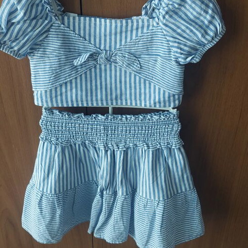 Mayoral striped set crop top and skirt size 3 98cm new, blue