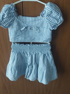 Mayoral striped set crop top and skirt size 3 98cm new, blue