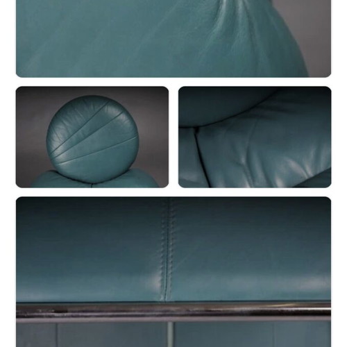 Saporiti C35 Calypso Lounge Chair like new, turquoise leather