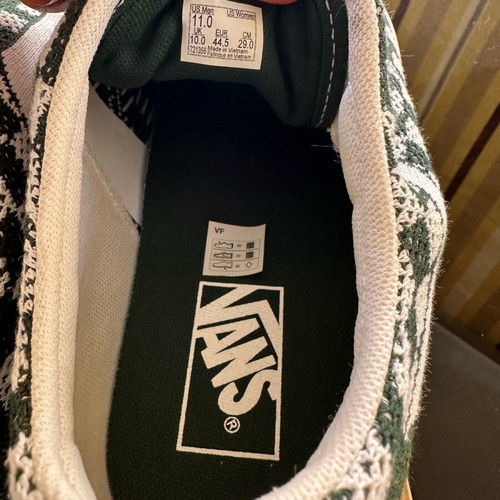 Vans Old Skool EK Checkerboard casual shoes new, size 44.5, white and green