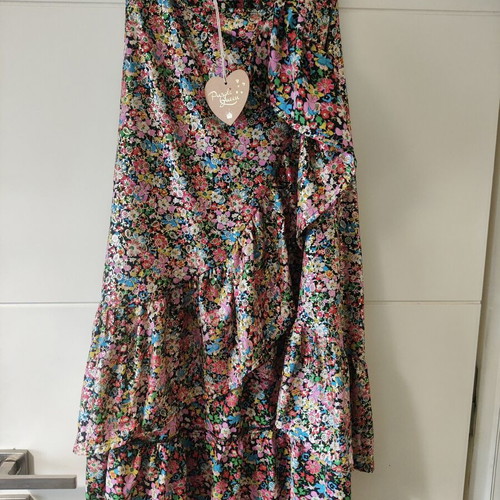 Floral Asymmetric Skirt and Top Set with Gold Thread new