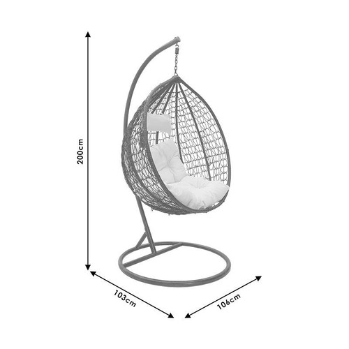 Hanging Egg Chair Swing, Natural and Black