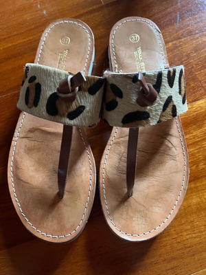 Wall Street women's sandals used, pony animal print, size 37