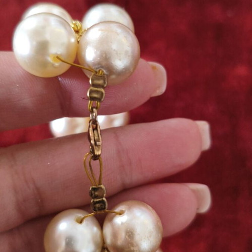 Bracelet with large faux pearls in two rows used