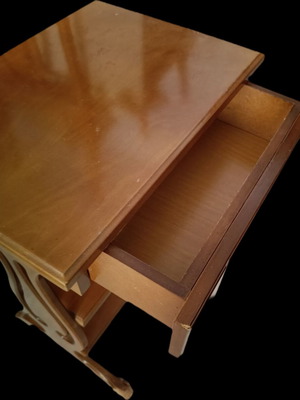Wooden antique side table with drawer used, small