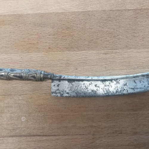 Vintage Decorative Manual with Embossed Silver Handle used