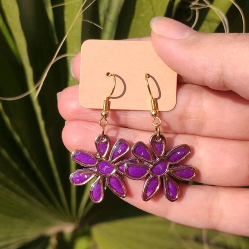 Handmade earrings new, purple and gold