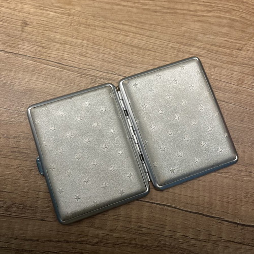 Vintage metal cigarette case set with lighter like new