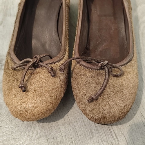 Ballerinas handmade in Italy size 37, new, beige and brown leather