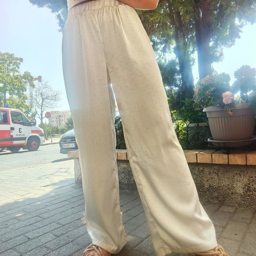 Shein white wide pants with crystals, size M