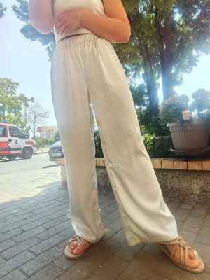 Shein white wide pants with crystals, size M